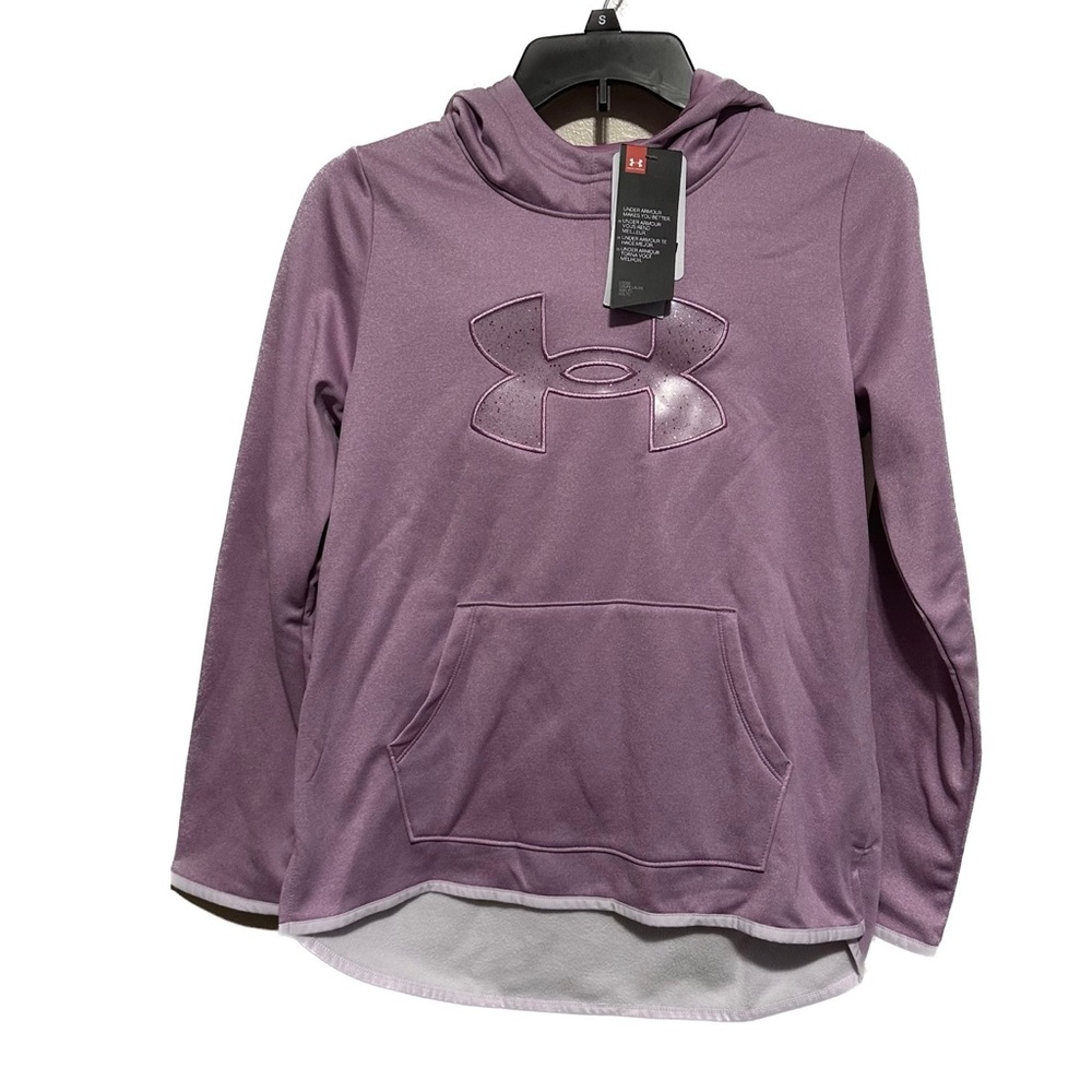 Under Armour Hoodie Glitter Logo Pullover Purple Girls Youth Large NWT